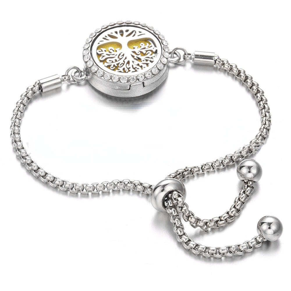 Wholesale Stainless Steel Tree of Life Hollow Aromatherapy Bracelet